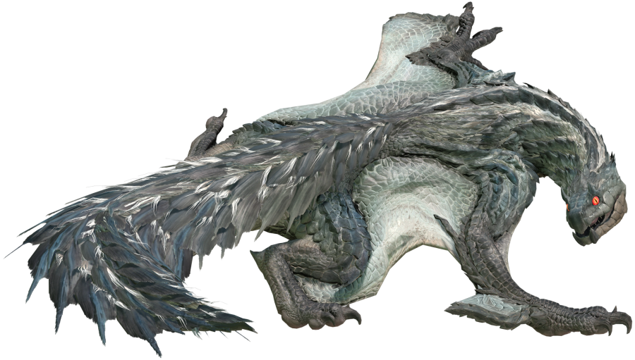 A png image of Tobi-Kadachi from Monster Hunter World. It's a light blue, spiked lizard, with retractable wings between its front and hindlegs.